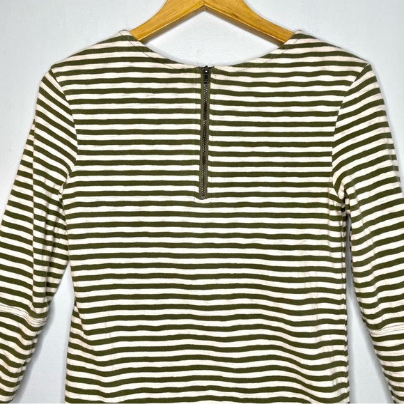 Merona Olive Striped Knit 3/4 Sleeve Top Women’s XS Exposed Zipper - Picture 4 of 12